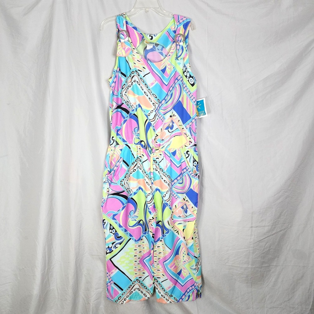 SEA SUNS by SIR WINSTON Size XL Neon Drawstring Sleeveless Jumpsuit